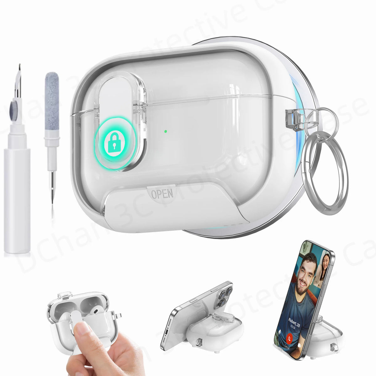 Cute Cover for AirPods 3 Pro 3/Airpod 4【 Compatible with MagSafe】Auto-Open Secure Lock Stand Cover for AirPods 5 2026 Earbuds
