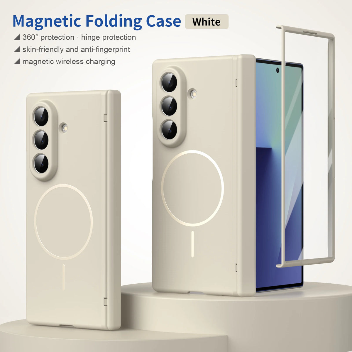 Magnetic Full Cover Hard PC Back Phone Case With Hinge Protection For Samsung Z Fold 8 Ultra 7 6 5 4 With Glass Film Protector