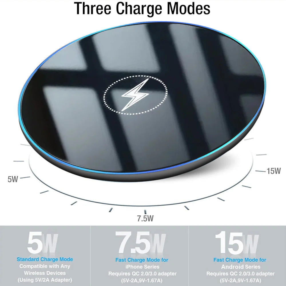 Universal Wireless Charger for Apple iPhone 17/16/15 Pro Max Samsung Galaxy S22/S21 Huawei Xiaomi Google Pixel - Compatible