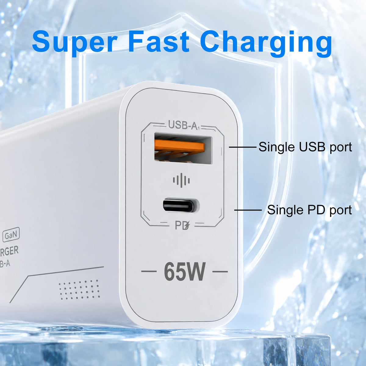 65W GaN USB C Charger 2-Port Fast Charging Phone Charger Power Adapter For iPhone Samsung Xiaomi Type C EU/US Plug Wall Charger