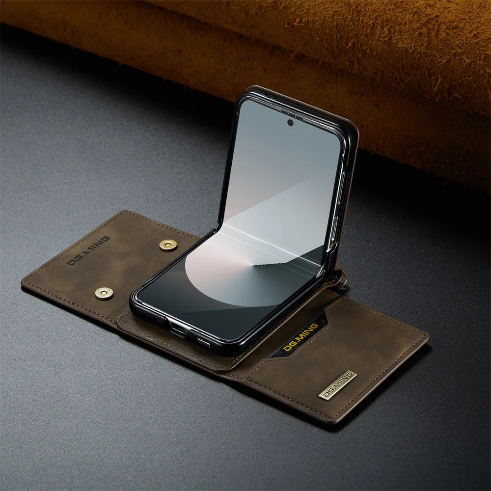 Wallet Case for Samsung Galaxy Z Flip 8 7 6 5 4 3 7FE Shockproof Cover with Protective Leather Card Holder Pocket