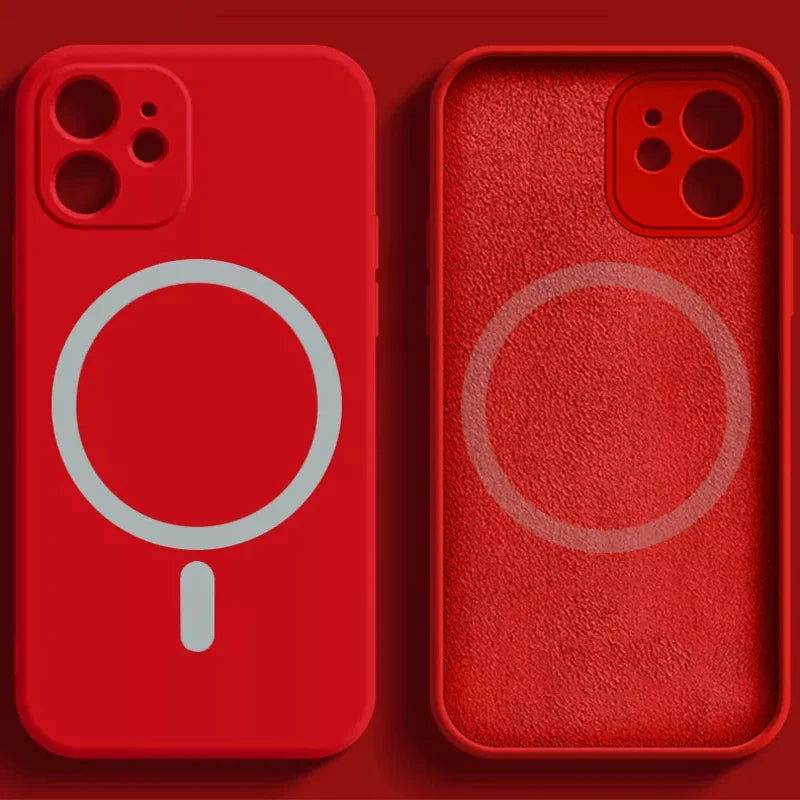 For Apple Magnetism Cover Original Liquid Silicone Magsafe Case Iphone 14 13 12 Mini 11 Pro Max X Xs Xr 7 8 Plus Se 202 Flocking