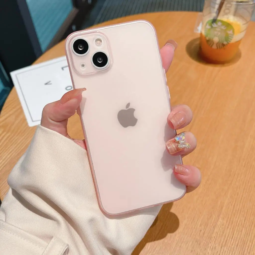 Matte Slim Phone Case For iPhone 16 15 14 13 12 11 Pro Max Plus XS X XR 7 8 SE Mini Transparent Shockproof Hard Thin Cover Funda