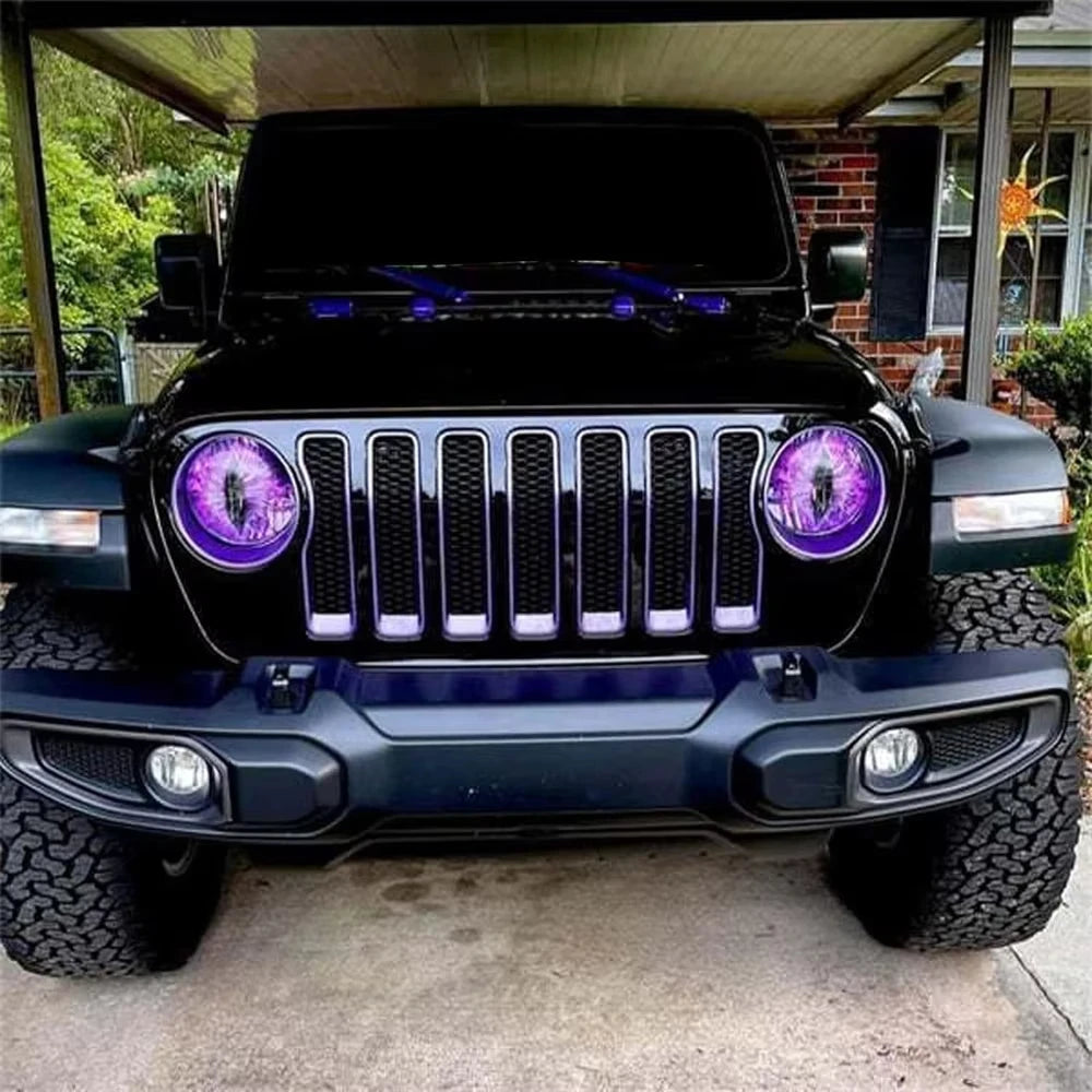 2PCS Beast Eyes Headlight Decals For Wrangler Animal Eye Jeep Car Light Stickers Car Body Styling Decoration Accessories 20*20CM