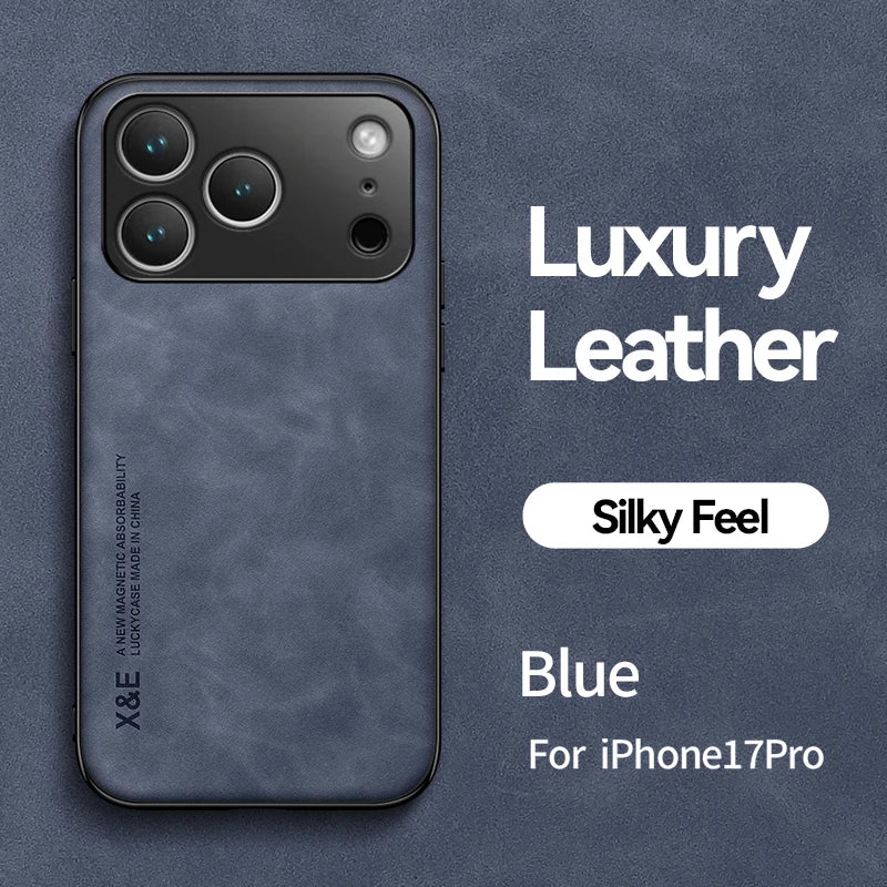 Magnetic Leather Case For iPhone 17 Pro Max Air iPhone17ProMax Air 5G Shockproof Silicone Soft Case Cover