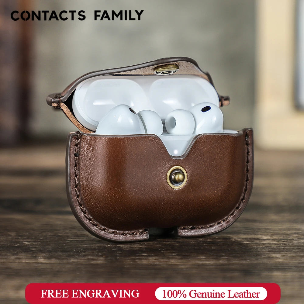 Genuine Leather Cover for AirPods Pro 3 Case AirPod Pro 2nd 1st Generation Bluetooth Wireless Headphones Charging Box with Hook