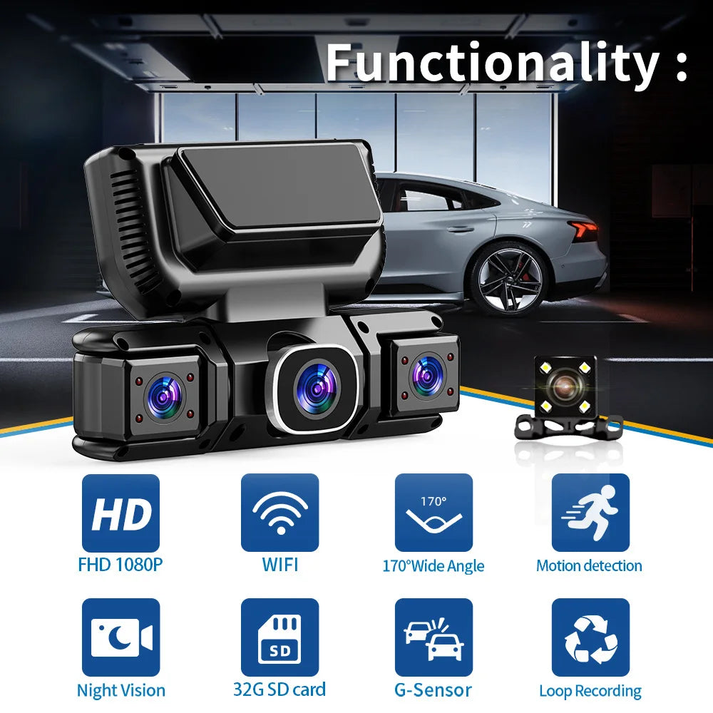 New WIFI 4Channel 360 Degree Car Dvr 1080P Video Recorder WiFi APP Dashcam 24h Parking Monitor Rear View Camera Car Recorder