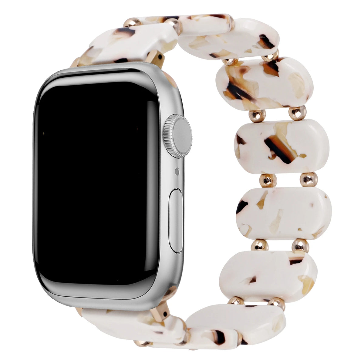 Resin Band for Apple Watch Strap 44mm 40mm 45mm 49mm 46mm 42mm 41mm Elastic Ring Strap Metal Bead for iWatch 11 10 9 8 7 6 5 SE