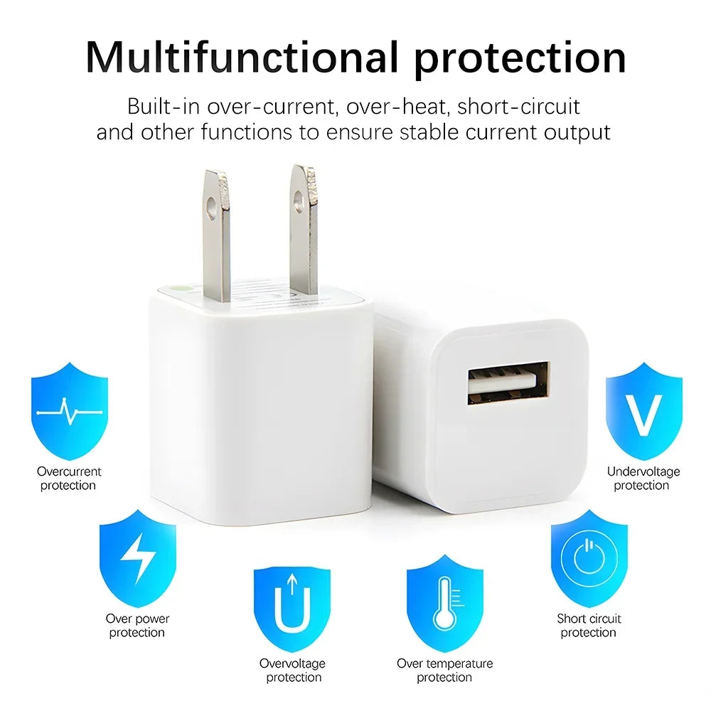 1-5Pcs USB Wall Charger Adapter Fast Charging For iPhone 14 13 12 11 Pro Max XR XS X 8 7 6 Plus for iPad Travel Adapter US Plug