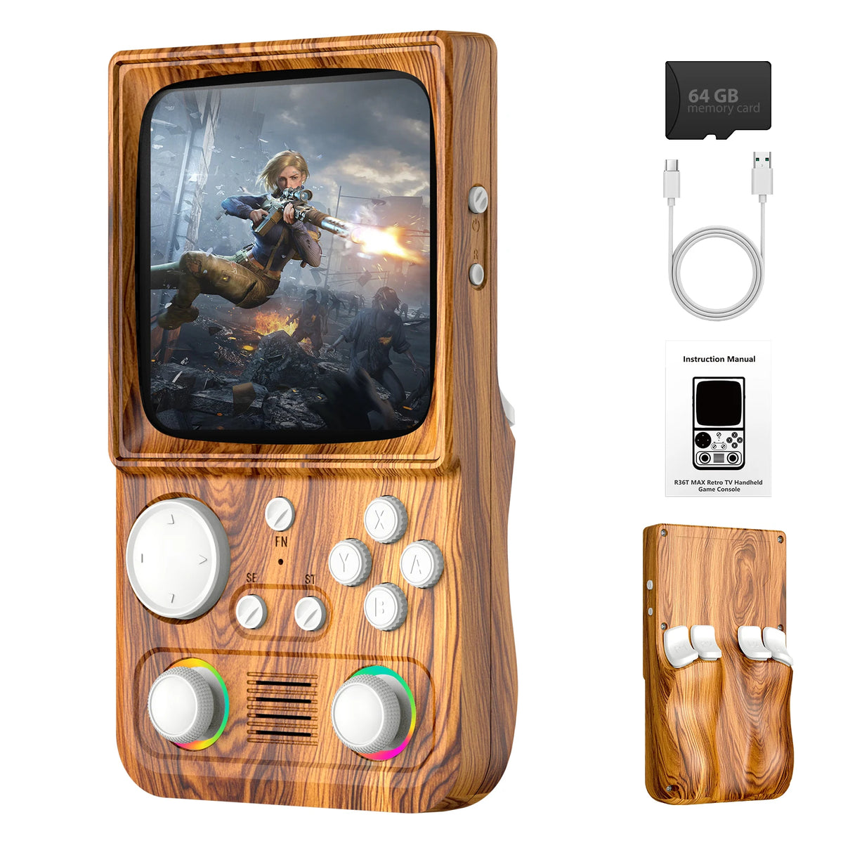 R40 Retro Handheld Game Console 4.0 Inch IPS Screen 720*720 EmuELEC System Built-in 22000+ Games Portable Video Game Player