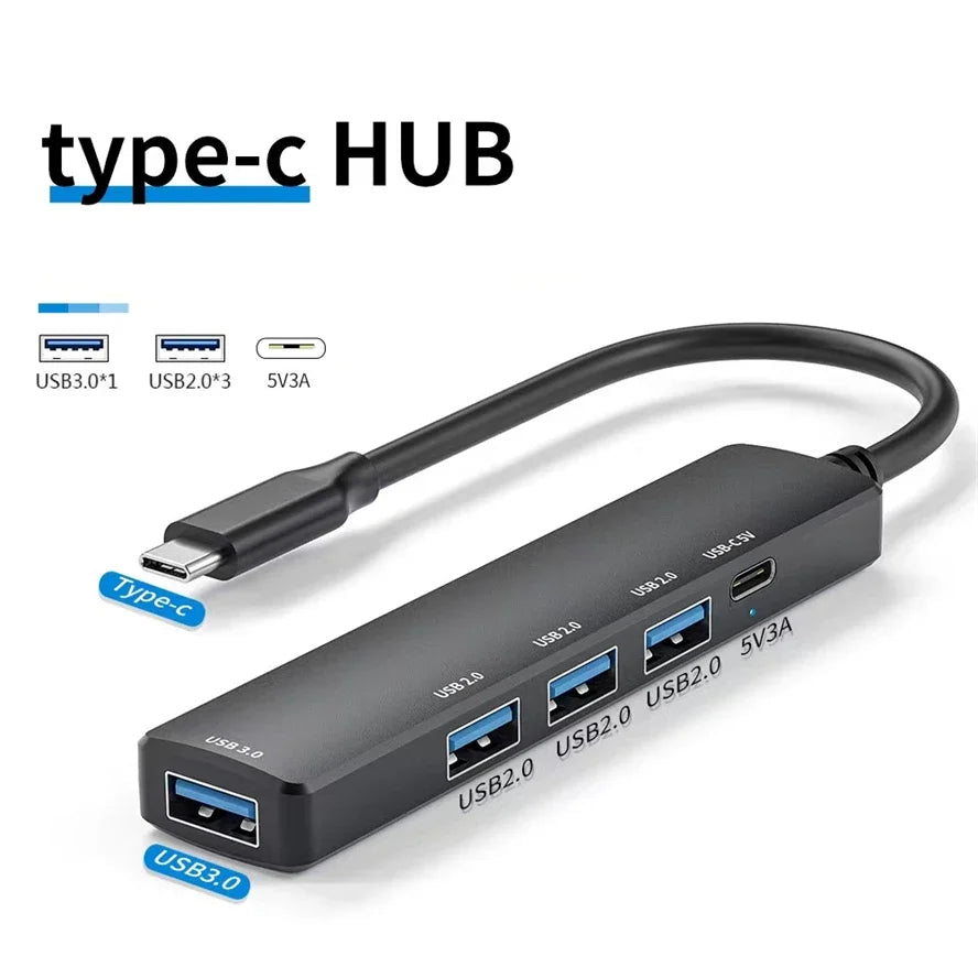 5 IN 1 USB C HUB Type C to USB 3.0 HUB PD 65W Multi USB Splitter Adapter OTG For Lenovo Macbook Pro U Disk Computer Accessories