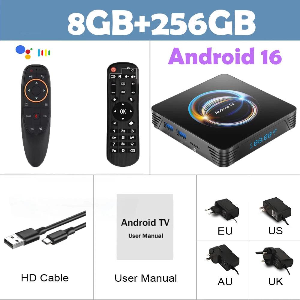 Android 16 Smart TV Box X66 8GB+256GB Rockchip RK3528 Google Assistant 8K Video Bluetooth5.4 Media Player Very Fast Set Top Box