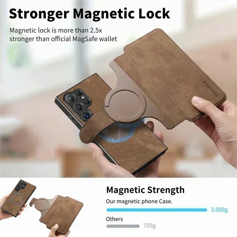 Magnetic 2 In 1 Detachable Flip Card Wallet Case For Magsafe Samsung Galaxy S26 S25 S24 S23 FE S22 S21 Ultra Note20 Plus A56 A36