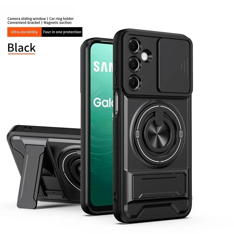 Armor Case For Samsung Galaxy S26 S25 S24 S23 S22 Ultra Plus S26Edge S25Edge S25FE Magnetic Stand Holder Ring Lens Protect Cover
