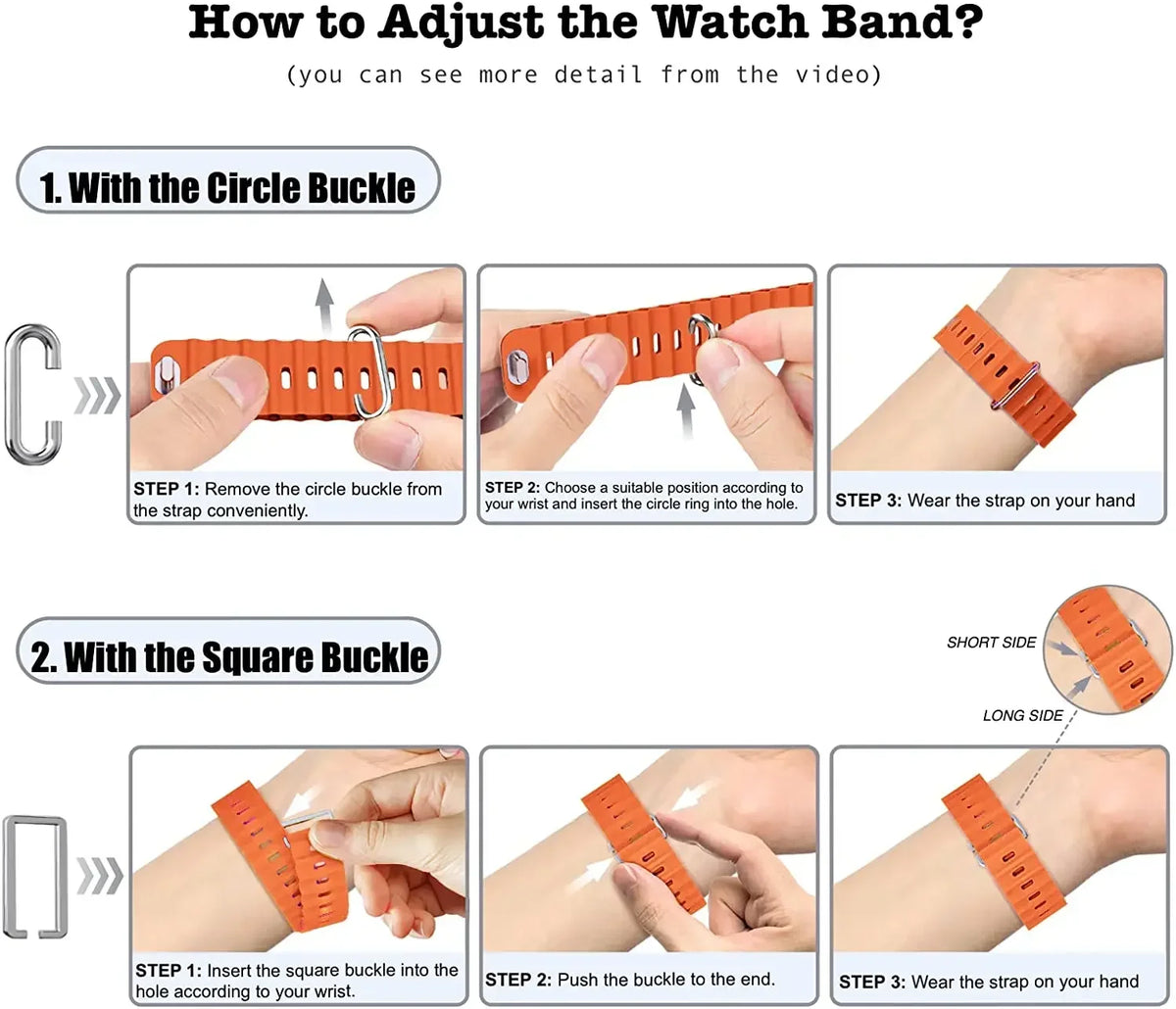 Ocean Silicone strap For Apple Watch Ultra 4 3 2 1 Band 49mm 12 11 10 9 8 7 46mm 45mm 41mm band iWatch 6 5 4 SE3 44mm 40mm 42mm