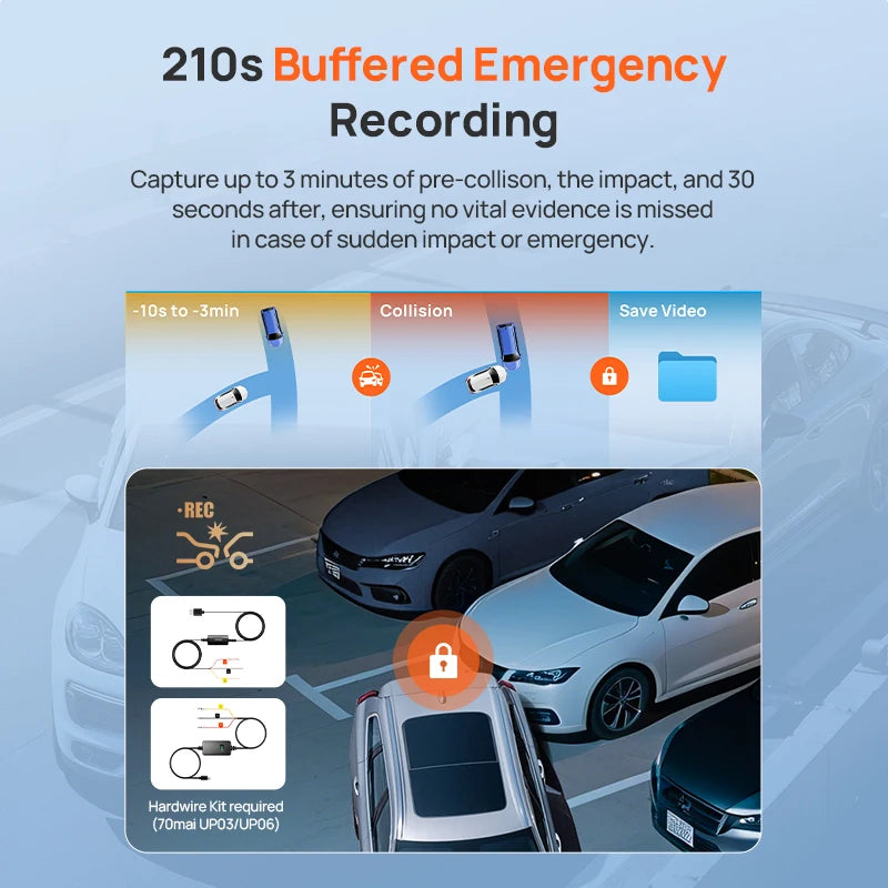 70mai T800E 3-Channel Dash Camera 4K+1080P Triple View HDR Supercapacitor GPS WiFi 6 70mai T800E Car DVR Voice Control