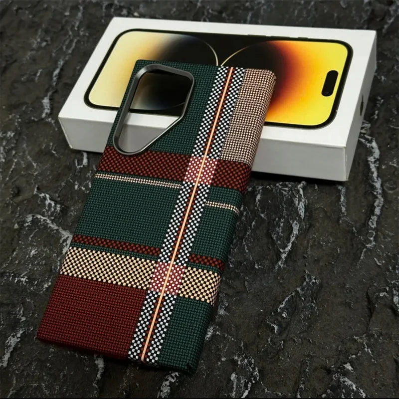 Luxury Carbon Fiber Wireless for Magsafe Case for Samsung Galaxy S26 S25 S23 S24 S22 Ultra Plus Alloy Lens Protection Hard Cover