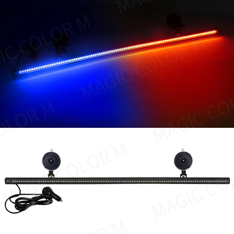 96 LED 3030 Beads Front Windshield Car Strobe Lamp Bar Traffic Signal Flashing Lamp Auto Roof Top Warning Light 12V Waterproof