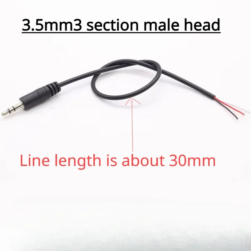 2.5mm 3.5mm 1/8'' Mono/Stereo Male Plug Female Jack Connector 2/3/4 Pole Pin AUX Extension Wire DIY Audio Headphone Repair Cable