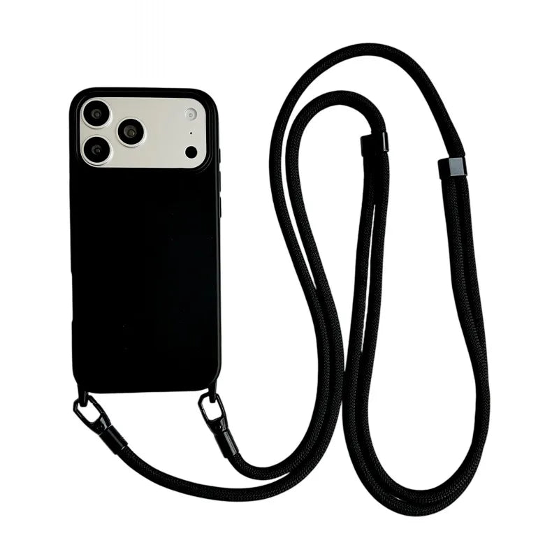 Lanyard Case For iPhone 17 Pro Max 14 12 11 13 15 16 Plus 17 Air Candy Shockproof Crossbody Neck Cord Strap Soft Official Cover