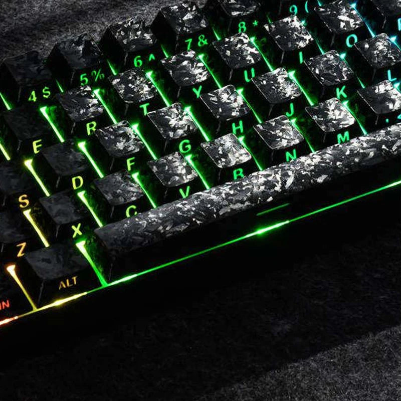 Forged Carbon Matte Double Shot PBT Keycaps Cherry Profile Side Print RGB Backlit Key Caps for MX Switches Mechanical Keyboard