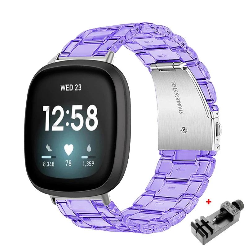 Newest Transparent Resin Strap for Fitbit Versa 3 4 Lite Sense for Fitbit Versa2 Smartwatch Bracelet Watchband Accessories