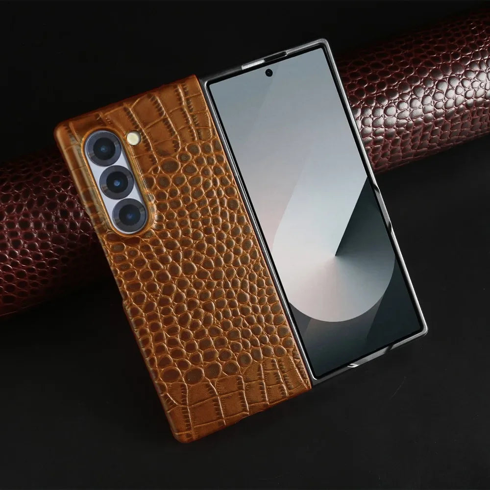 Luxury Hand Crafted Genuine Leather Case For Samsung Galaxy Fold 6 Fold5 3 Mobile Phone Cover Galaxy Z Flip6 Back Shell Coque
