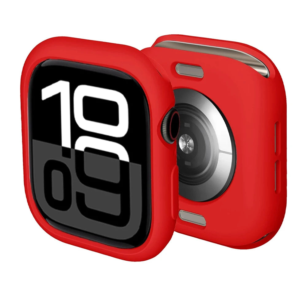 Soft Silicone Case for Apple Watch Band 46mm 45 44 42mm 41 40mm Accessories Protectector iWatch Series SE 12 11 10 9 8 7 6 Cover