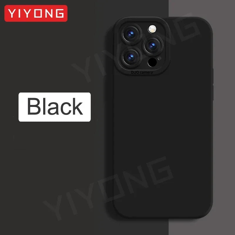 For iPhone16 Pro Max YIYONG Silky Liquid Silicone Soft Cover For iPhone 16 e 16e 15 14 Plus 11 12 13 Mini SE 2 3 2020 2022 Case