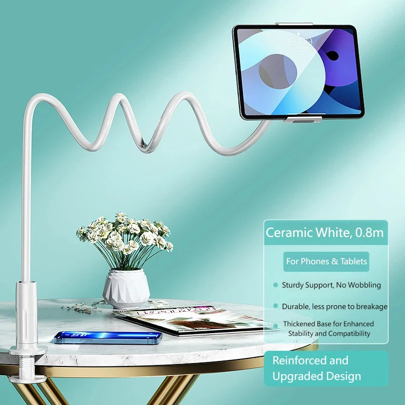 Flexible Gooseneck Phone Tablet Holder, Bed Desk Clamp for TV/Movies, Live Stream, Photo, Compatible with iPhone iPad Samsung
