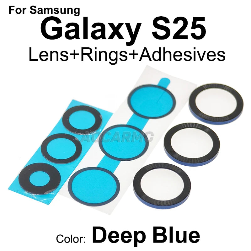 Aocarmo For Samsung Galaxy S25 SM-S9310/S931U/S931B Rear Back Camera Lens Glass Metal Ring Frame With Adhesive Repair Part
