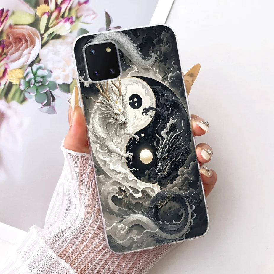 For Samsung Galaxy Note 10 Lite Case SM-N770F Luxury Flowers Painted Cover Soft Silicone Case For Samsung S10 Lite SM-G770F Bags