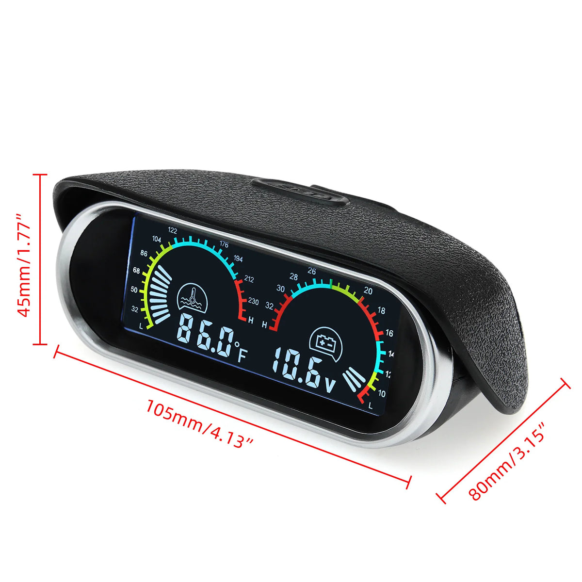 12V/24V 2 IN 1 Car Truck LCD Gauge Water Temperature Gauges +Voltmeter With 1/8 NPT Temp Sensor Water Temp Meter for Auto Cars