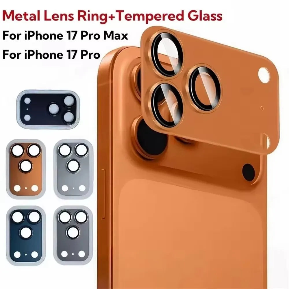 Metal Tempered Glass Lens Protector Orange Full Cover Back Camera Protective Film Anti Scratch for iPhone 17Pro/17 Pro Max