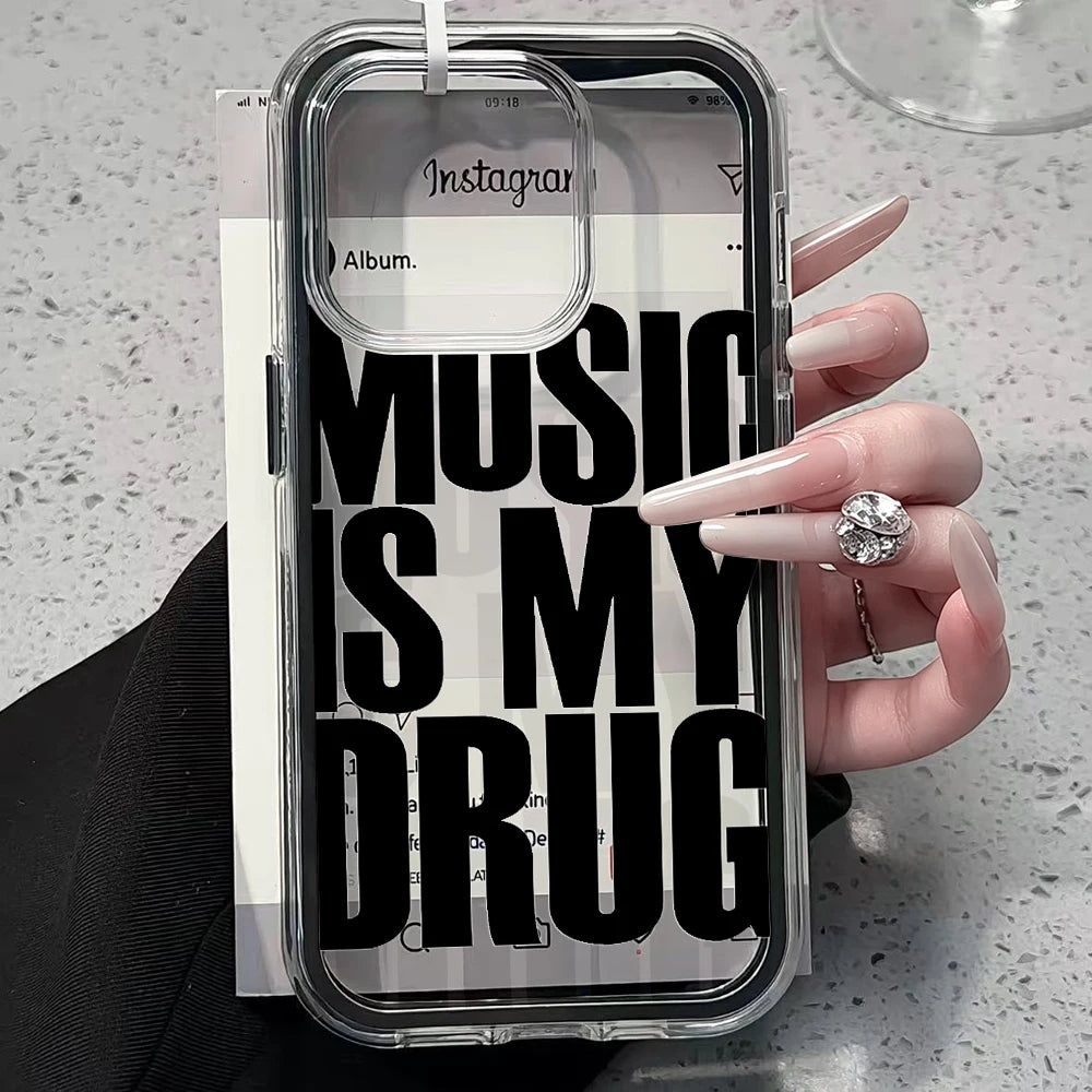 MUSIC IS MY DRUG Candy Phone Case For Samsung Galaxy S26 Ultra S25 S24 edge s22 s23 Plus FE A57 A54 A55 A16 A35 A36 A37 5G Cover