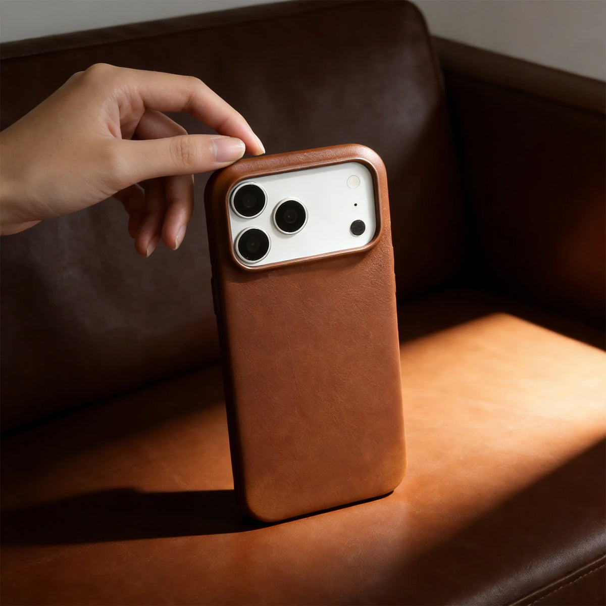 Retro For iPhone 17 Pro Max 16 15 14 13 12 11 Case Luxury Genuine Leather Cases For IPhone16 Vintage Full Covered Phone Cover