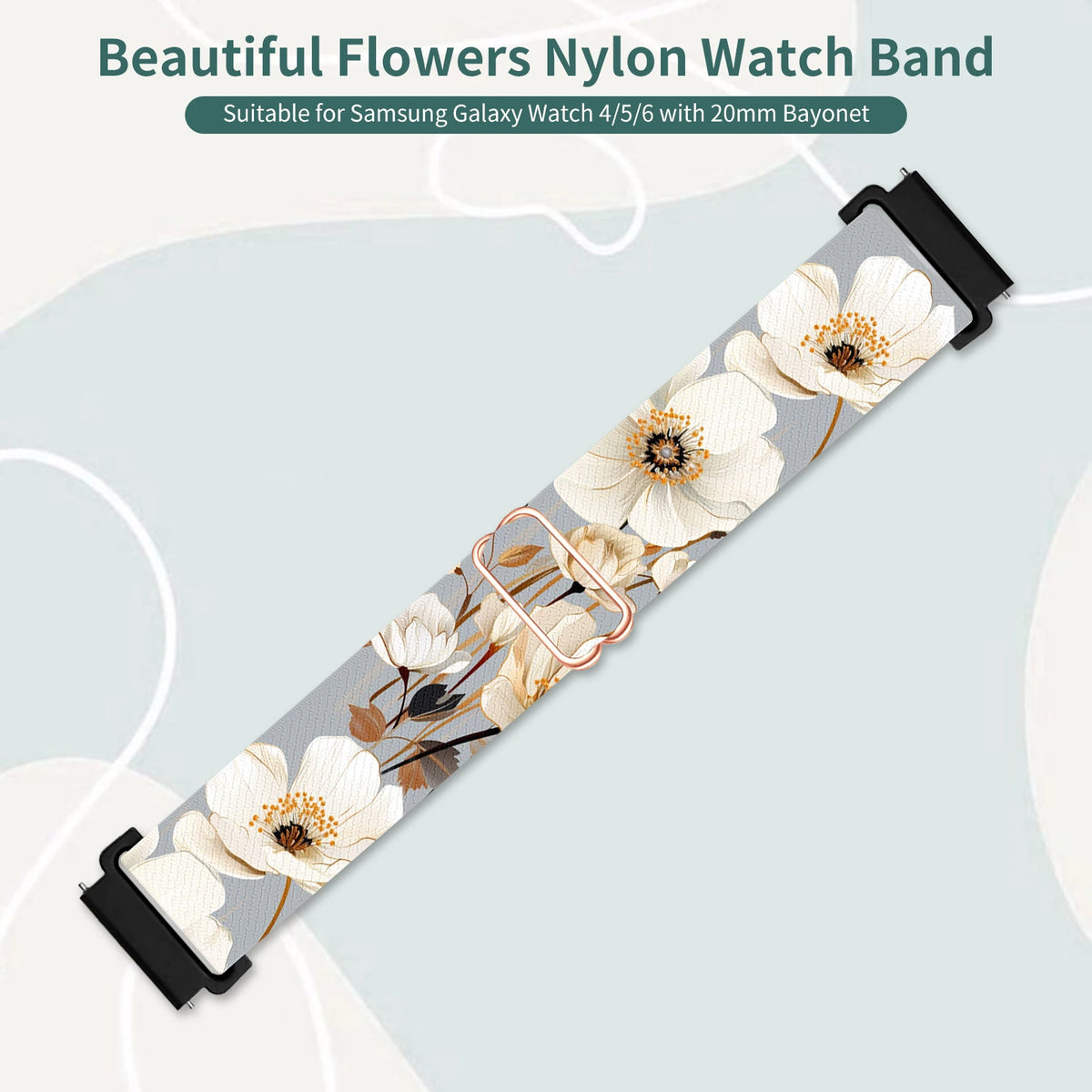 1 Pack Man Woman 20mm Printed Watch Stretchy Loop Band For Galaxy Watch 7 6 5 4 3 FE 40mm 41mm 42mm 44mm 45mm 46mm