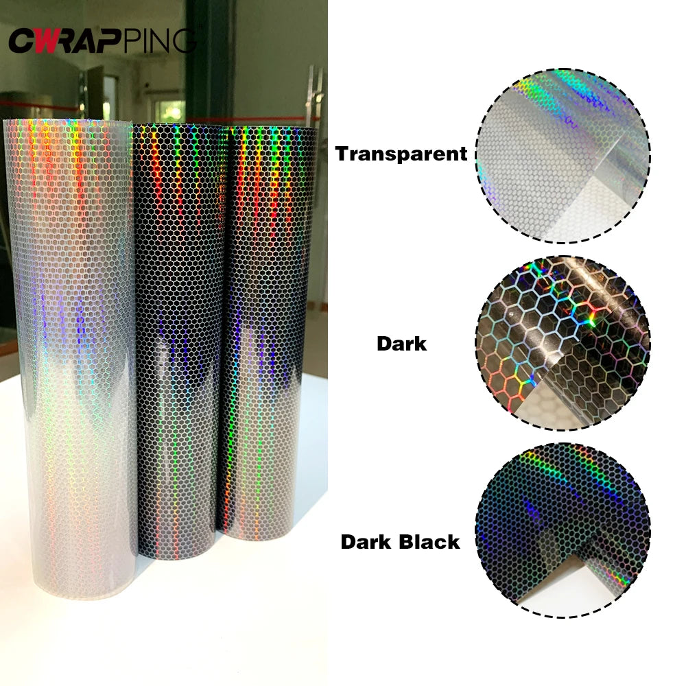 CarHeadlights Taillight Laser Honeycomb Lamp Vinyl Wrap Fog Light Taillight Stickers Automobile Headlight Tint Waterproof Films