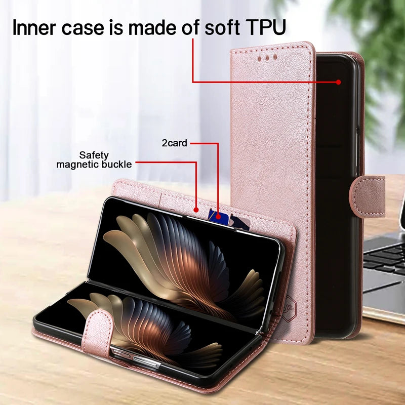 Wallet Phone Case For Samsung Galaxy Z Fold7 Card Holder Stand Shockproof Cloudy PU Leather Cover For Z Fold 6 5 3 4 Funda