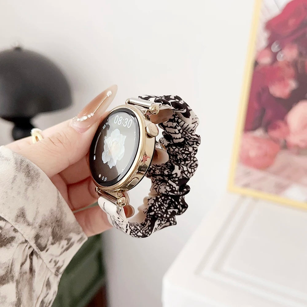 18mm Watch Band Dressy Printed Fabric Strap Bracelet for Women Huawei GT5/ Amazfit GTS2/ Garmin Venu 2S 3S Smartwatch 20mm 22mm