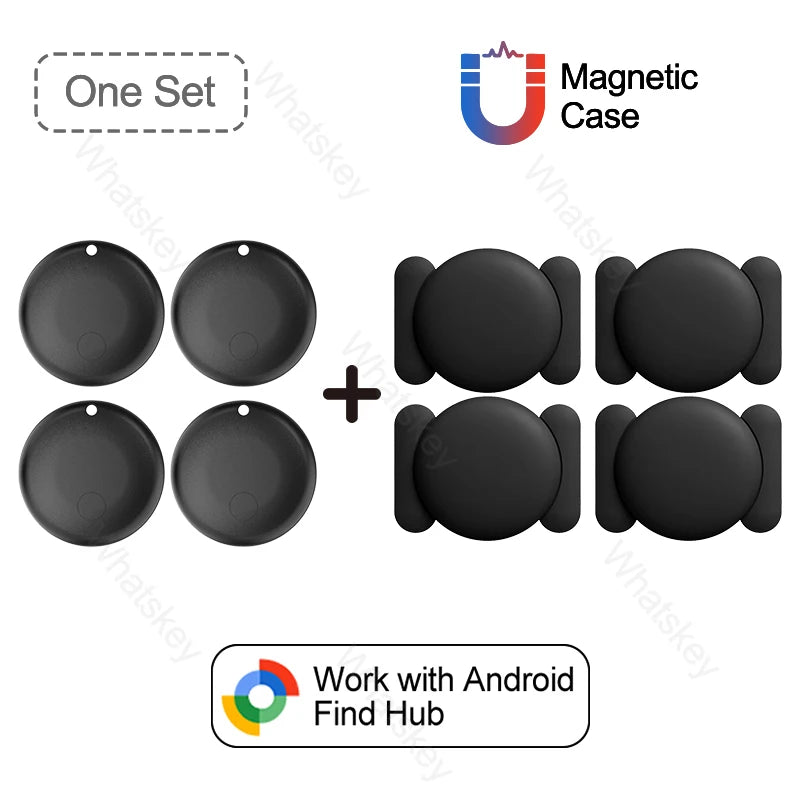 1-4PCS Mini GPS Locator Android Anti-Lost Alarm Google Find Hub Wallet Key Smart Tag with Strong Magnetic Suction Silicone Shell