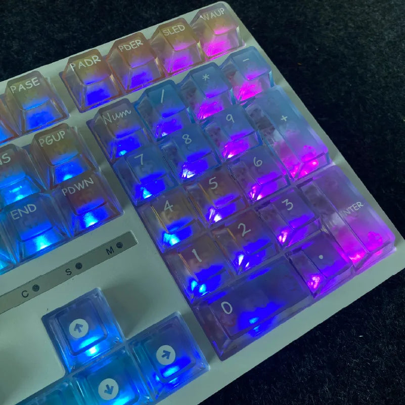 Rainbow Shine Through PC Keycap Set 119 Keys Cherry Profile for RGB MX Switch Mechanical Keyboard
