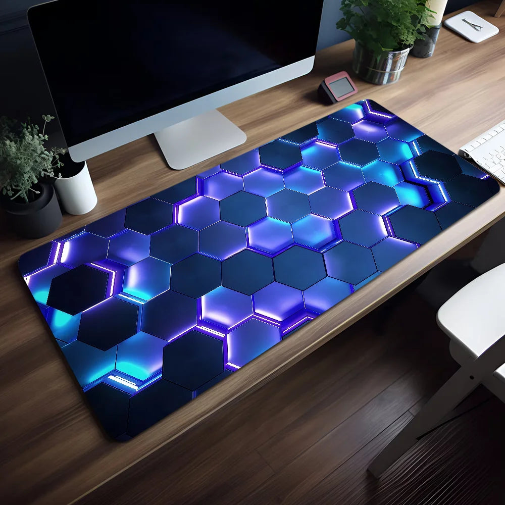 Geometric Blue Gradient Honeycomb Mouse Pad Non-slip Thickened Large Writing Lockedge Office Student Gaming Cushion MousePad