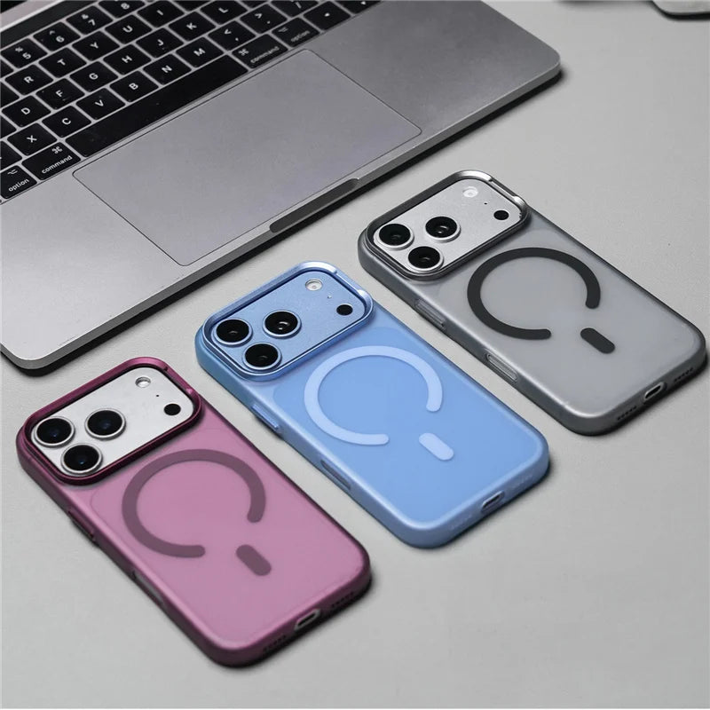 Original Color Matte Translucent Shockproof For Magsafe Magnetic Case For iPhone 18Pro 17Pro 17Pro Max Metal Lens Frame Cover