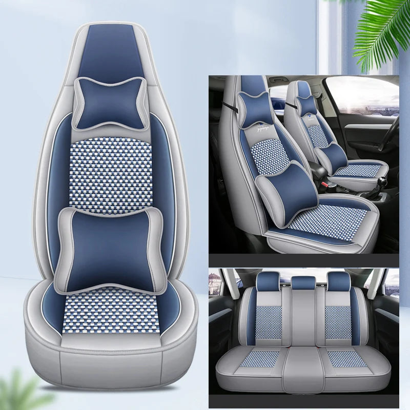 Car Seat Cover 5 Full Set Universal Seat Covers for Nissan X Trail T32 Jetta A4 Skoda Rapid Superb 3 Cars Waterproof PU Leather