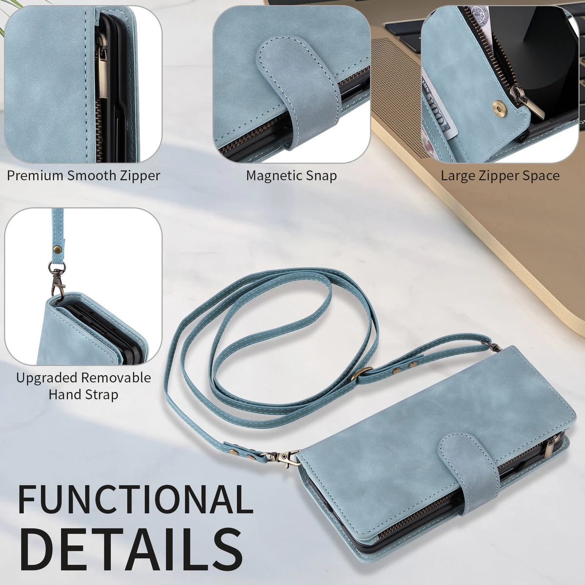 Premium Leather Business Phone Case For Samsung Galaxy Z Fold 8 Zipper Wallet Card Slots Magnetic Flip Cover For Fold 7 6 5 4 3