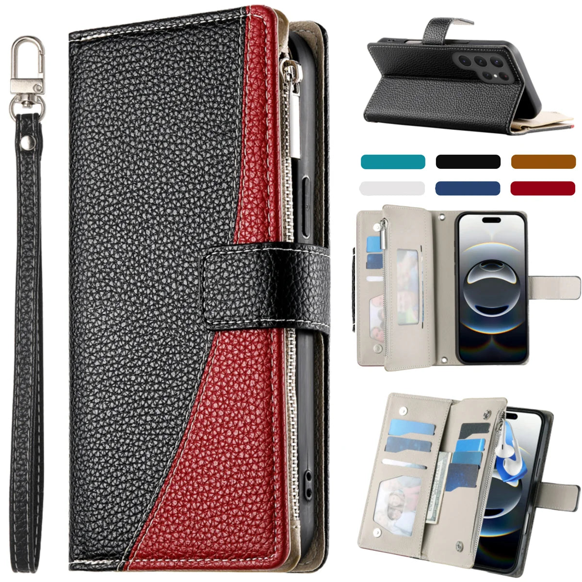 Flip Leather Phone Case For Samsung Galaxy S26 S25 S24 Ultra S23 FE S22 S21 S20 Plus A17 A07 A16 A56 A36 A26 Wallet Card Cover