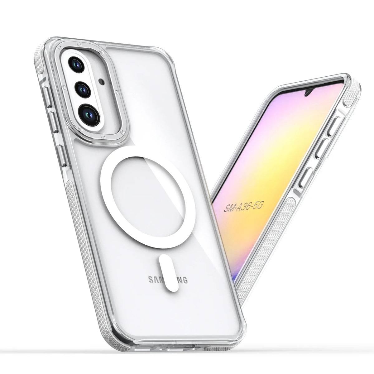 Magnetic Clear Case for Samsung Galaxy A57 A37 A56 A55 A54 A53 A36 A35 A26 A16 A17 A07 A06 4G 5G Metal Lens For MagSafe Cover