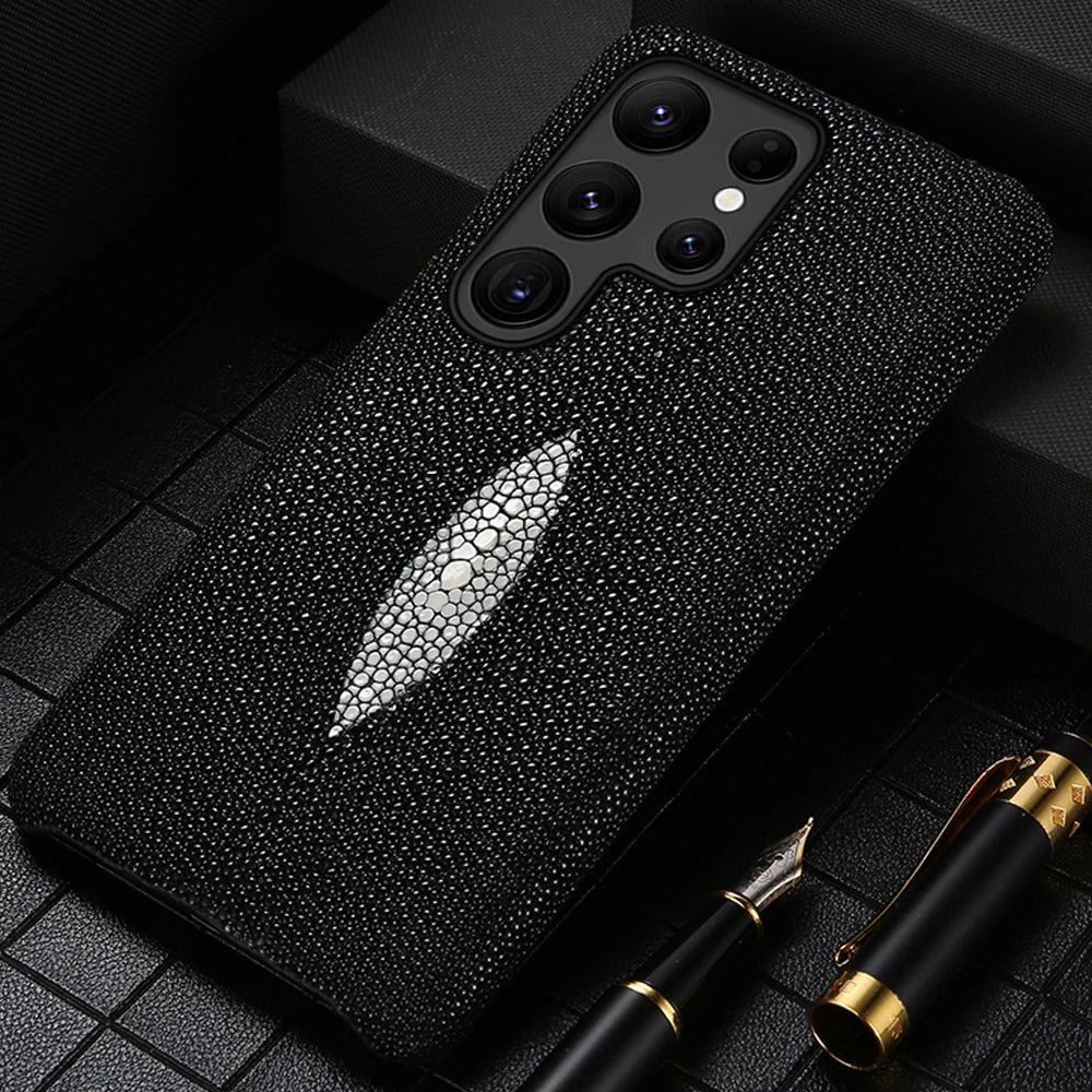 Genuine Stingray Leather Phone Case for Samsung Galaxy S 26 S26 Ultra S24 S23 S25 Plus S22 S21 A57 A56 A55 5G Luxury Back Cover