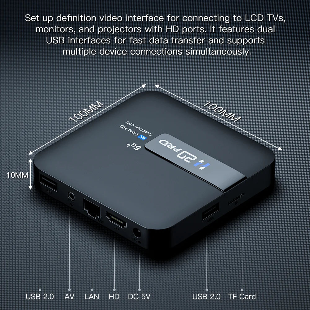 TOPSION H20PRO Smart TV Box Android 14.0 With Voice Assistant 2.4&5G Wifi 4K 6K HD Video 1080P Media Player Set Top Box